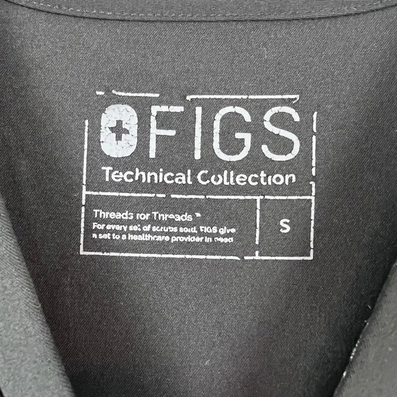 FIGS Black with Palm Leaves Scrubs Zipper Pockets Size S - Picture 6 of 7